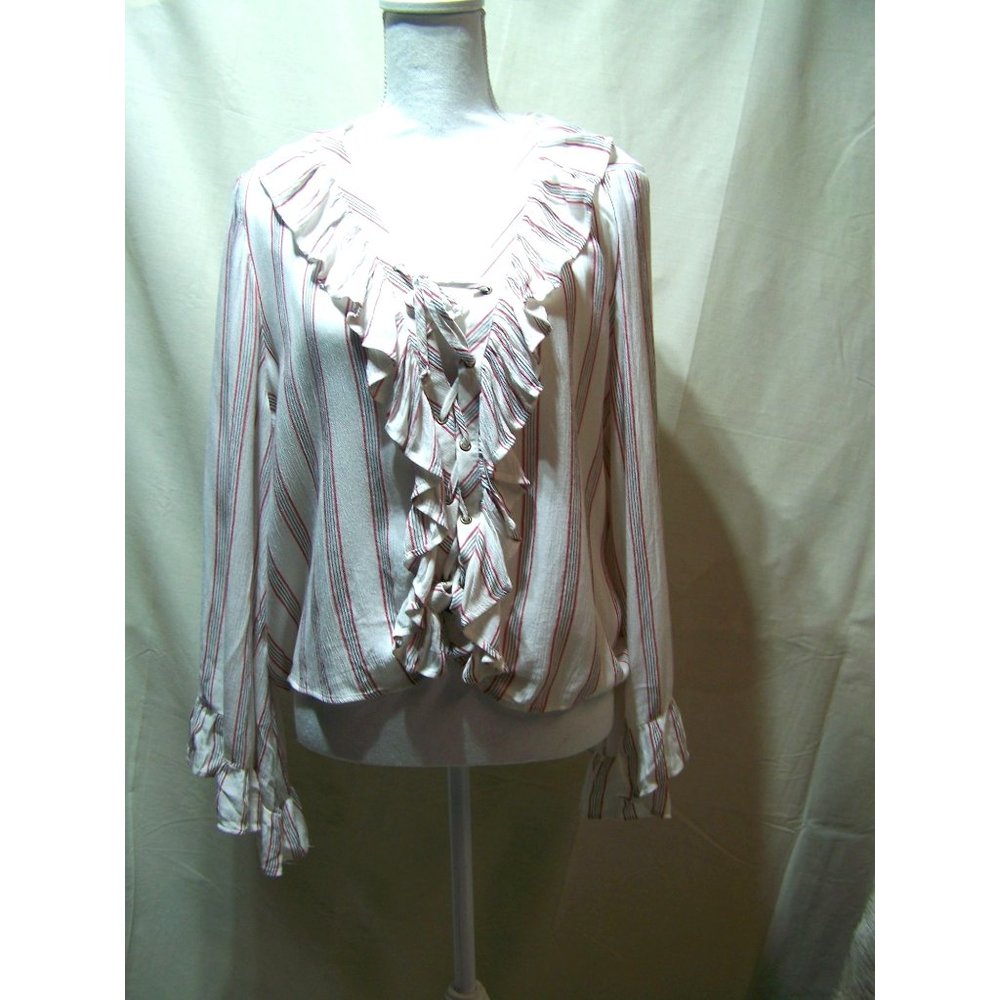 American Eagle Top Blouse Boho Large Ruffles Cropped